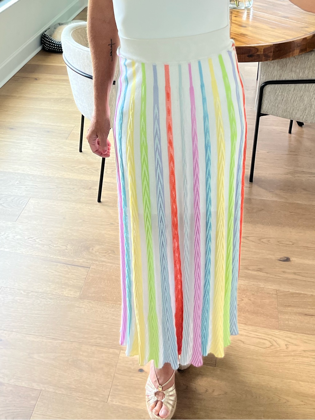 Cecilia Prado Anthropologie Exclusive Rainbow Stripe Knit Maxi Skirt - Xs